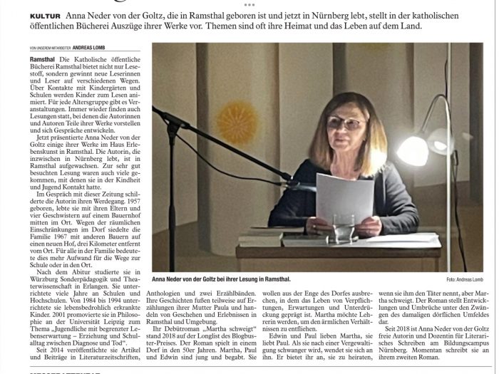 Lesung in der Heimat 18.01.2025